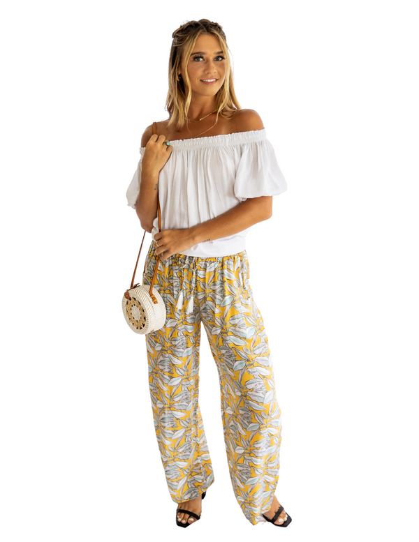 Plumeria Palazzo Pants