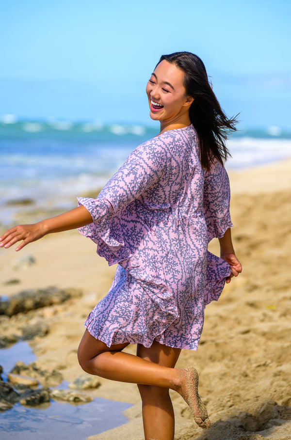 Sea Coral Ruffle Butterfly Dress