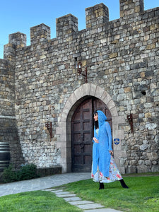 Hooded popcorn knit sweater clearance