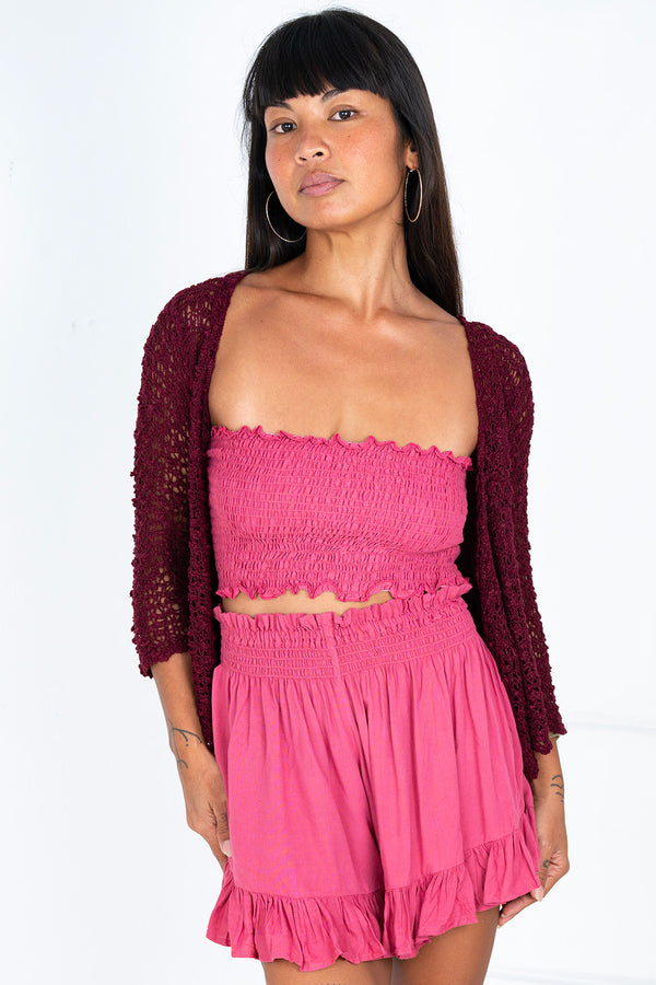 Popcorn Tie Front Sweater