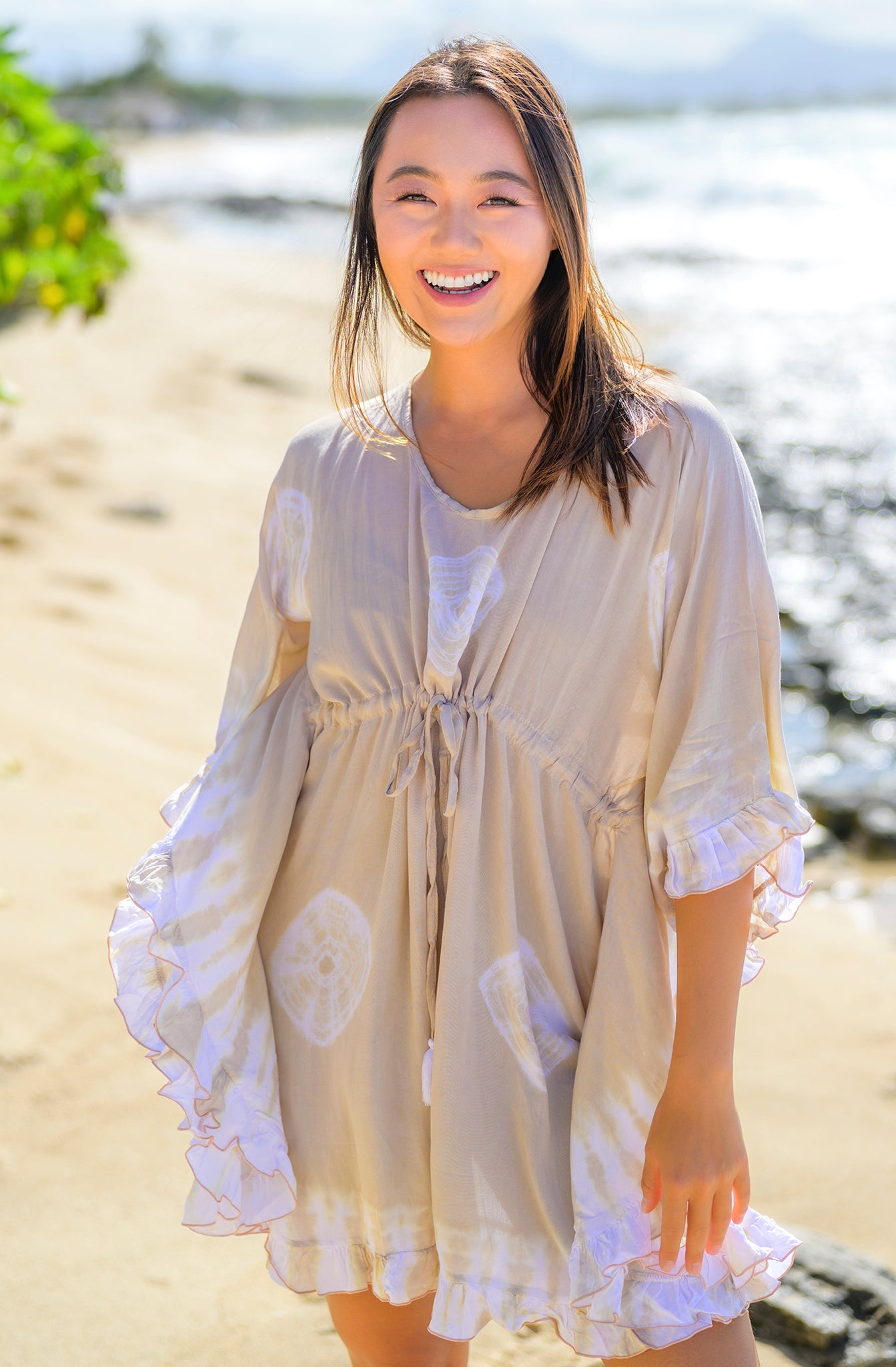 Sand Dollar Ruffle Butterfly Dress Taupe