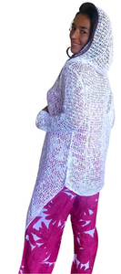 Long Hooded Knit Sweater